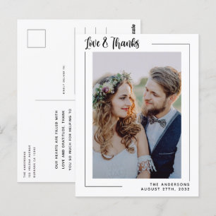 Postal Amor y gracias Boda fotográfico moderno Gracias