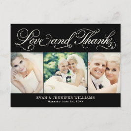 Postal Amor y gracias Boda negro.