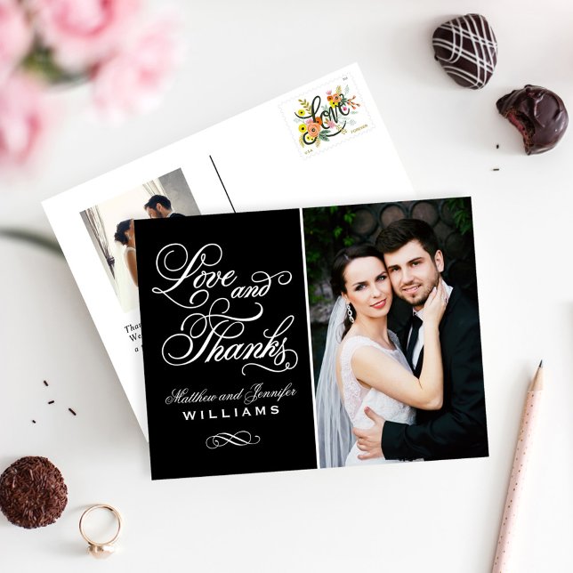 Postal Amor y gracias Boda negro. (Subido por el creador)