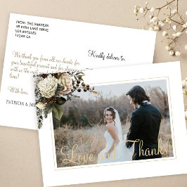 Postal Amor y gracias boda peonies invierno gracias