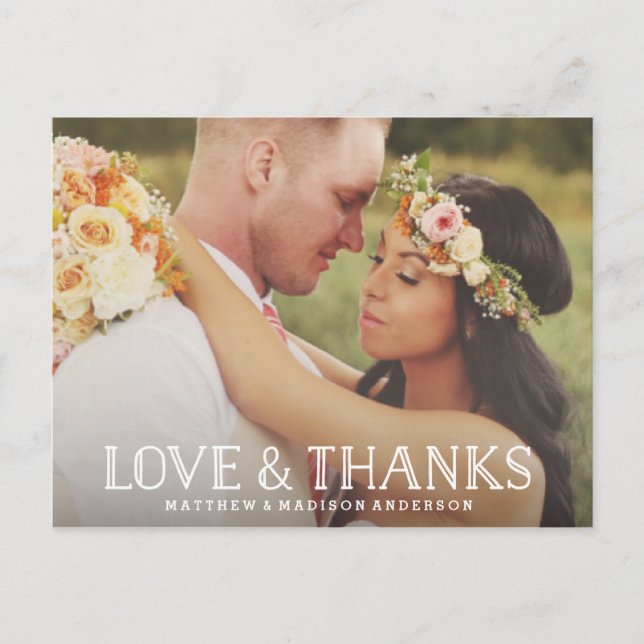 Postal Amor y gracias Boho | Boda Gracias Postcard (Anverso)