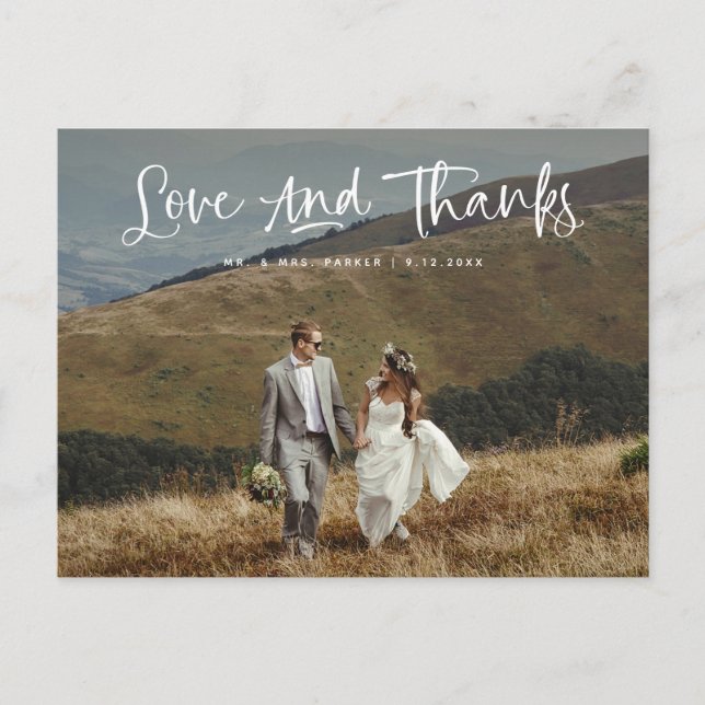 Postal Amor y gracias | Casual Photo Boda Gracias (Anverso)