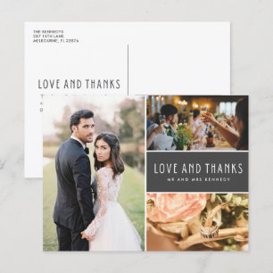 Postal Amor y gracias Collage de fotos Boda Gracias