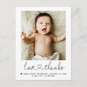 Postal Amor y Gracias Corazón Bebé Foto Nacimiento