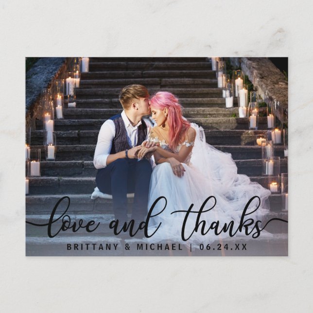 Postal Amor y gracias | Foto Boda moderna Gracias (Anverso)
