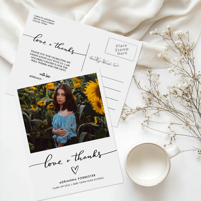 Postal Amor Y Gracias Graduado Cute Heart Escrito A Mano (Subido por el creador)