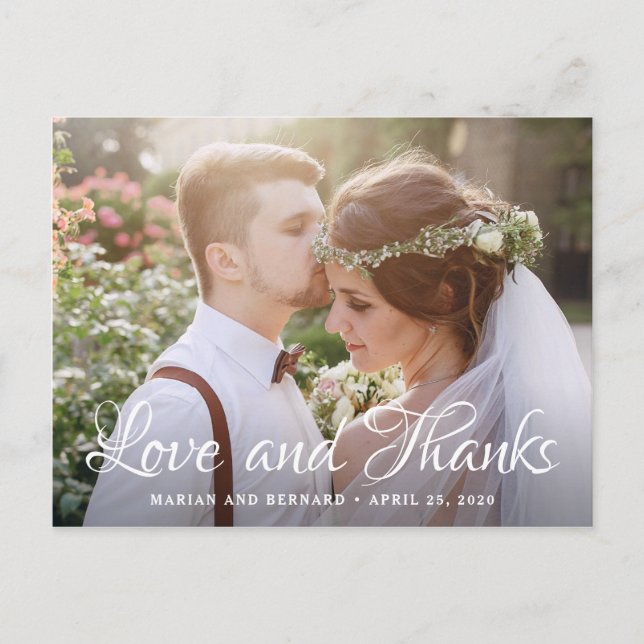 Postal Amor y gracias Moda Floral rosa. (Anverso)