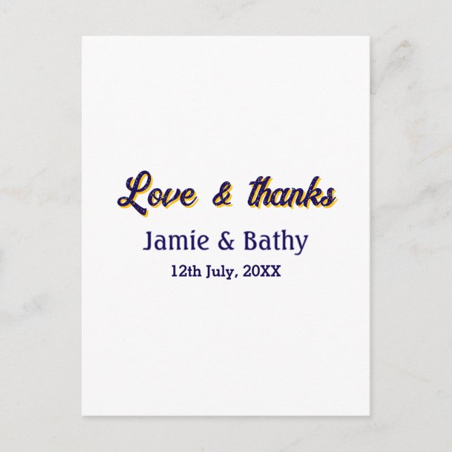 Postal Amor y gracias naranja morado nombre fecha (Anverso)