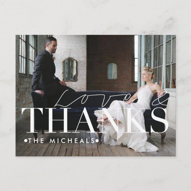 Postal Amor Y Gracias | Nombre y foto personalizados Grac (Anverso)