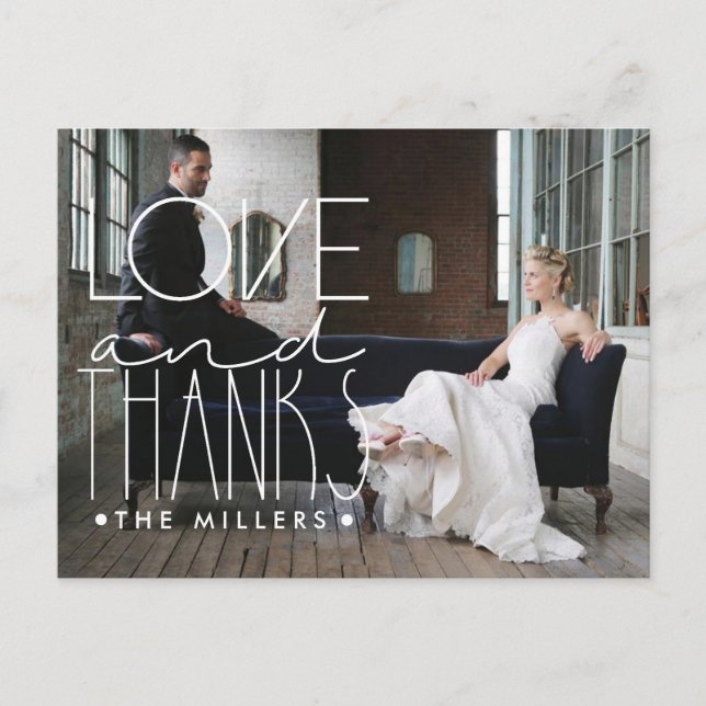 Postal Amor Y Gracias | Nombre y foto personalizados Grac (Anverso)