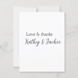 Postal Amor y gracias pareja nombre boda simple minimal 
