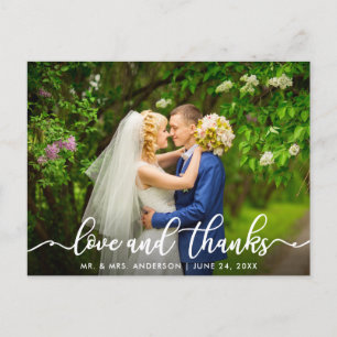 Postal Amor y gracias por el guión blanco   Foto Boda