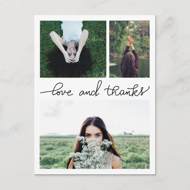 Postal Amor Y Gracias Por Tres Fotos De Graduados Escrita (Anverso)