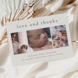 Postal Amor y gracias Recién nacido Collage de fotos Grac