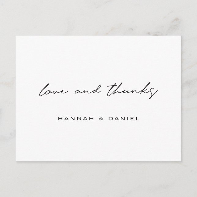 Postal Amor y gracias simple Boda Gracias  (Anverso)