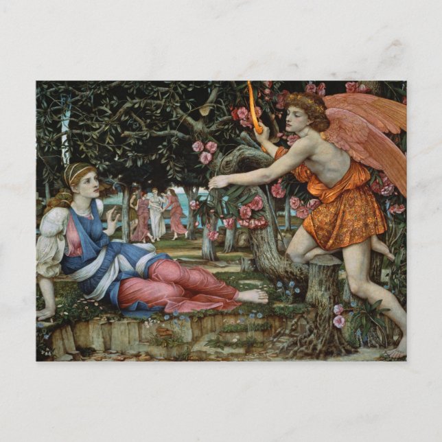 Postal Amor y la doncella (aceite sobre lienzo) (Anverso)