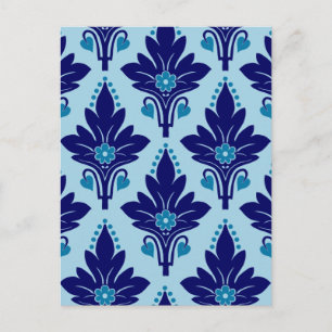 POSTAL AMOROSO DAMASK: AZUL EN AZUL
