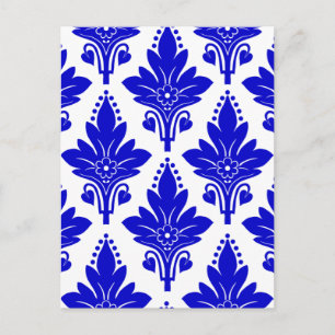 Postal AMOROSO DAMASK: AZUL y BLANCO
