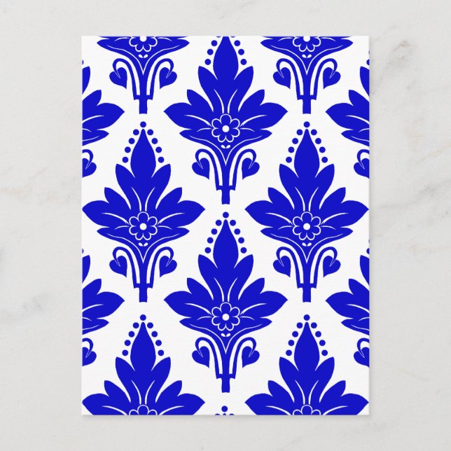 Postal AMOROSO DAMASK: AZUL y BLANCO (Anverso)