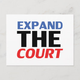 Postal "Amplíe la Corte" blanco azul rojo negro -