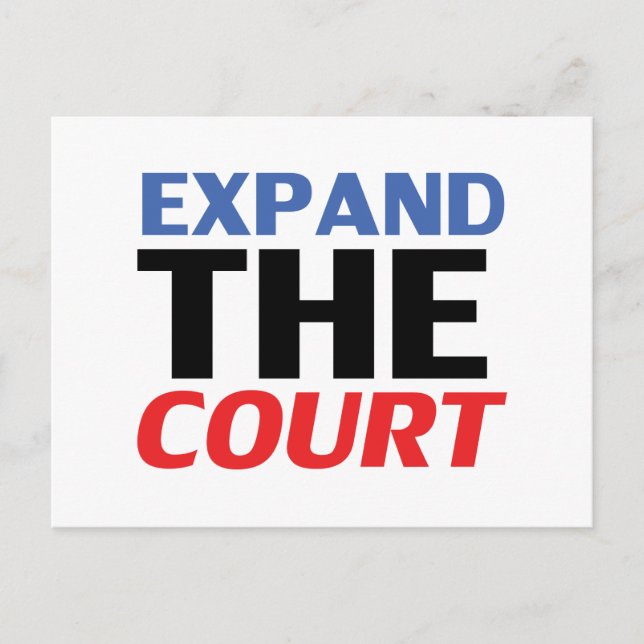 Postal "Amplíe la Corte" blanco azul rojo negro - (Anverso)