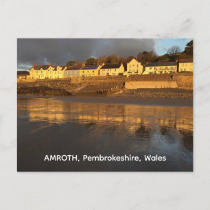 Postal Amroth, Pembrokeshire, Gales Luces en la playa