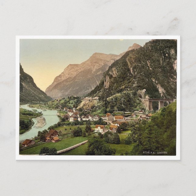 Postal Amsteg, del ferrocarril, ferrocarril St. Gotthard  (Anverso)