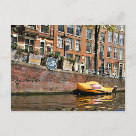 Postal Amsterdam, Canal, Barco de zapatos de madera