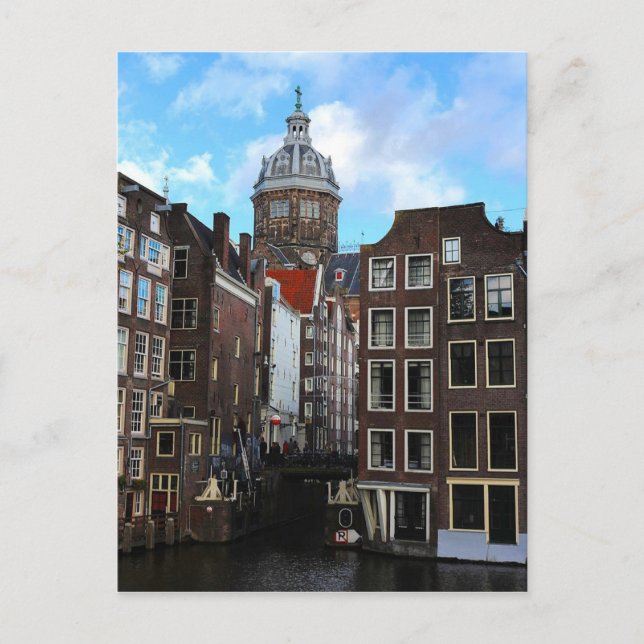 Postal Amsterdam Canal Sunny Day De Wallen (Anverso)