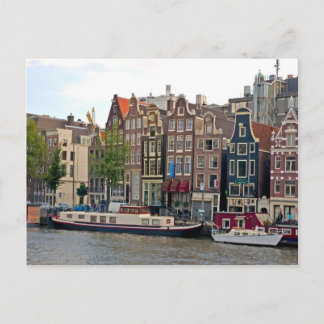 Postal Ámsterdam, casas a orillas del canal