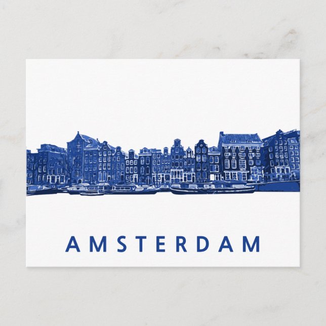 Postal Ámsterdam con estilo de software Delfware azul (Anverso)