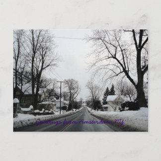 Postal Ámsterdam con un poco de nieve