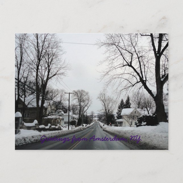 Postal Ámsterdam con un poco de nieve (Anverso)