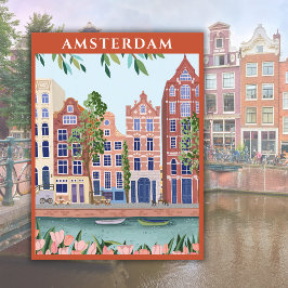 Postal Ámsterdam Holanda Watercolor