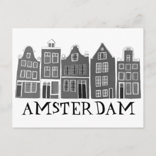 Postal Amsterdam Holland Canal House Travel Cute