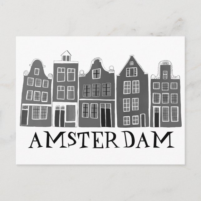Postal Amsterdam Holland Canal House Travel Cute (Anverso)