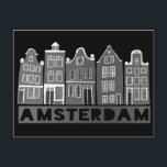 Postal Ámsterdam Holland Canal House Viaje Sitio Web Negr<br><div class="desc">Envía un mensaje con esta dulce y caprichosa tarjeta postal de arte de las casas de Ámsterdam. Puedes personalizar y cambiar o agregar texto también. Añade tu propio texto en la parte posterior. Revisa mi tienda por muchos más colores y patrones! Y más artículos a juego como totes, pegatinas, imanes,...</div>