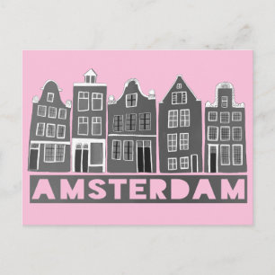 Postal Ámsterdam Holland Canal House Viaje Sitio Web Negr