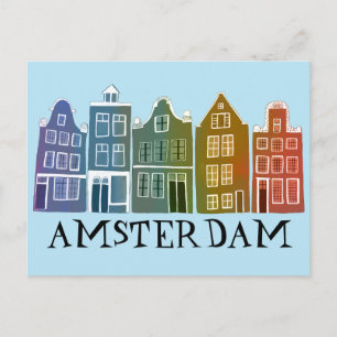 Postal Ámsterdam Holland Canal House Viajes Coloridos