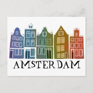 Postal Ámsterdam Holland Canal House Viajes Coloridos