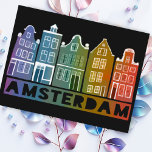 Postal Ámsterdam Holland Canal House Viajes Coloridos<br><div class="desc">Envía un mensaje con esta dulce y caprichosa tarjeta postal de arte de las casas de Ámsterdam. Puedes personalizar y cambiar o agregar texto también. Añade tu propio texto en la parte posterior. Revisa mi tienda por muchos más colores y patrones! Y más artículos a juego como totes, pegatinas, imanes,...</div>