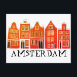 Postal Amsterdam Holland Canal House Viajes Europa<br><div class="desc">Envía un mensaje con esta dulce y caprichosa tarjeta postal de arte de las casas de Ámsterdam. Puedes personalizar y cambiar o agregar texto también. Añade tu propio texto en la parte posterior. Revisa mi tienda por muchos más colores y patrones! Y más artículos a juego como totes, pegatinas, imanes,...</div>