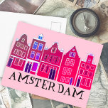 Postal Amsterdam Holland Canal House Viajes Europa<br><div class="desc">Envía un mensaje con esta dulce y caprichosa tarjeta postal de arte de las casas de Ámsterdam. Puedes personalizar y cambiar o agregar texto también. Añade tu propio texto en la parte posterior. Revisa mi tienda por muchos más colores y patrones! Y más artículos a juego como totes, pegatinas, imanes,...</div>