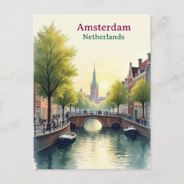 Postal Amsterdam Netherlands Vintage Famous Travel