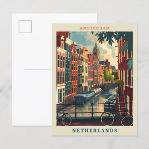 Postal Amsterdam Países Bajos Art Eegant Vintage Travel