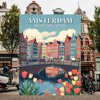 Postal Ámsterdam Países Bajos Bicicletas de viaje vintage