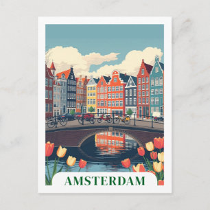 Postal Ámsterdam Países Bajos Bicicletas de Viajes Retro