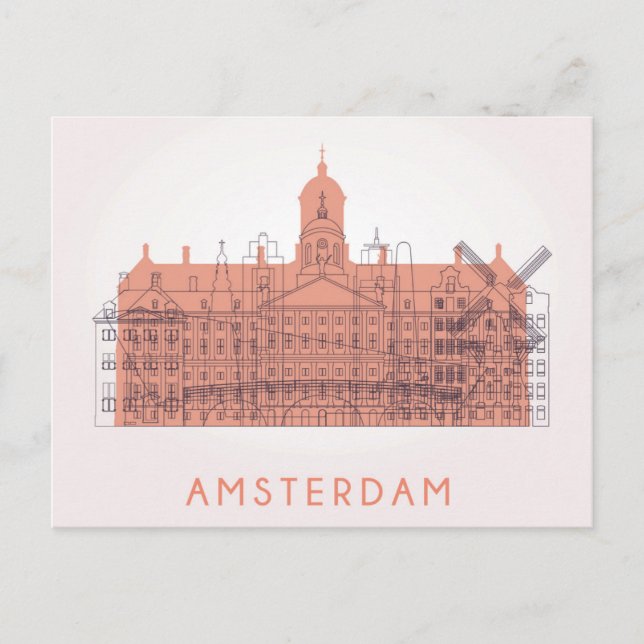 Postal Ámsterdam, Países Bajos | Esquina de los monumento (Anverso)