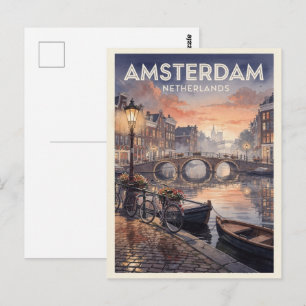 Postal Ámsterdam Países Bajos Viajes Antiguos