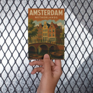 Postal Amsterdam Países Bajos Vintage Canal View